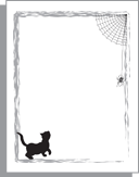 Halloween background border. Spider and black cat. Download stationery and letterhead.